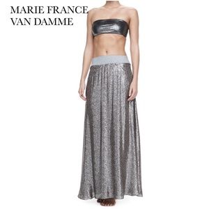 Marie France Van Damme Metallic Silk Long Skirt